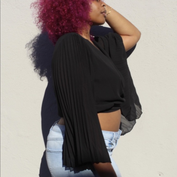 Plus size Black Wrap Blouse - Picture 4 of 4